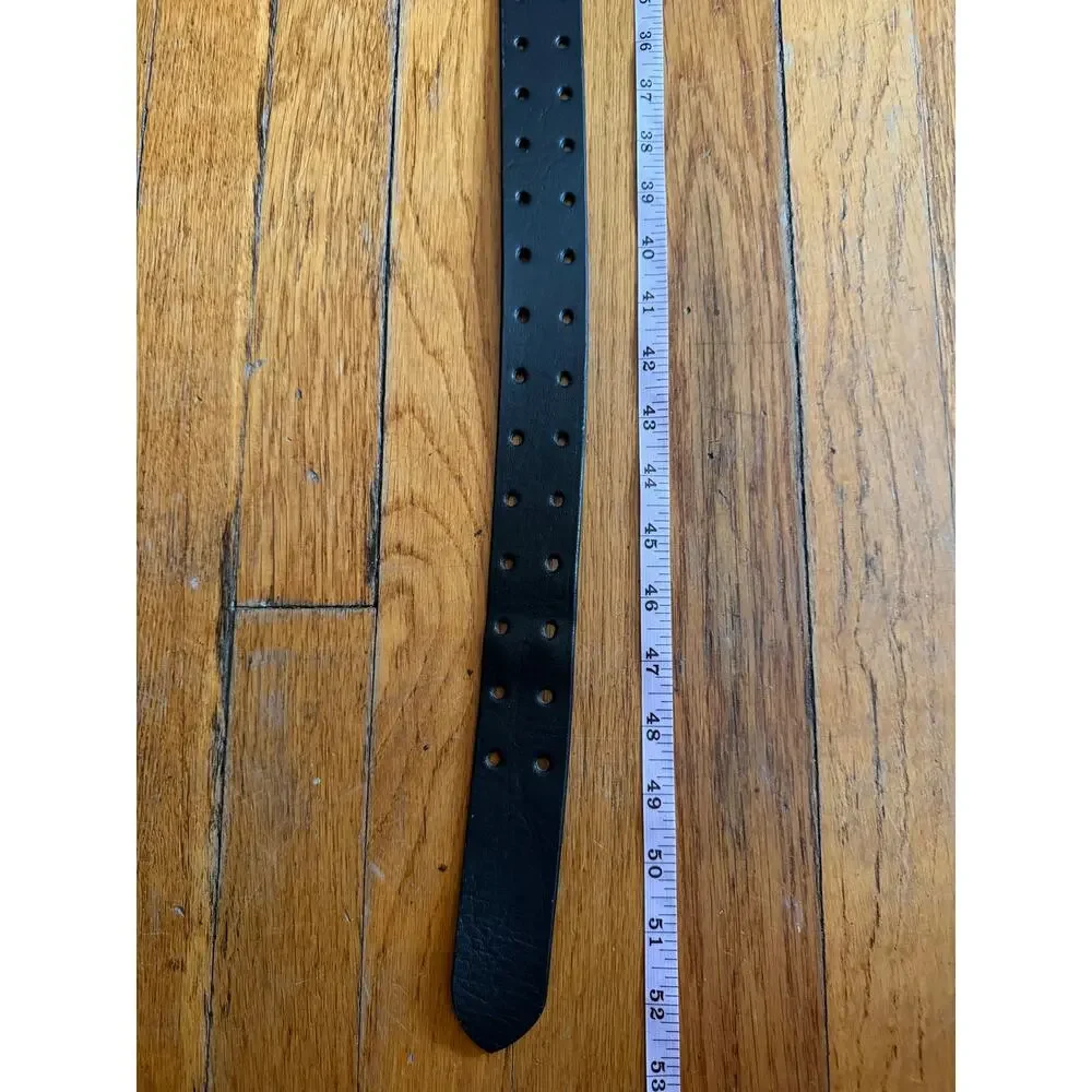 Black Leather Belt w/Dbl Prong Buckle Mens sz 40-44